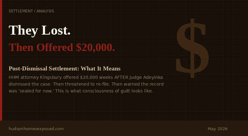 They Lost. Then Offered $20,000. What HHM's Post-Dismissal Conduct Reveals